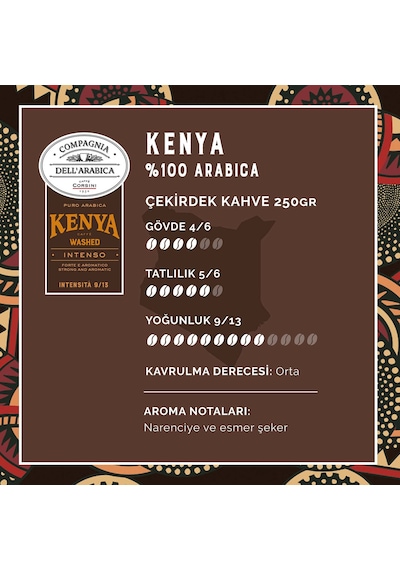 Caffe Corsini Kenya %100 Arabica Çekirdek Kahve 250 G
