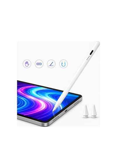 İpad Mini 5/6 Nesil İle Uyumlu Notepen Gen3 Stylus Kalem Avuç İçi Algılama Eğim Destekli Beyaz