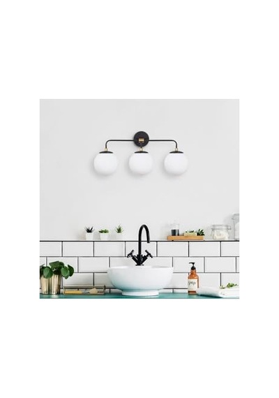 Siyah Boyalı Aplik E14 Metal Cam 22x24cm Çok Renkli