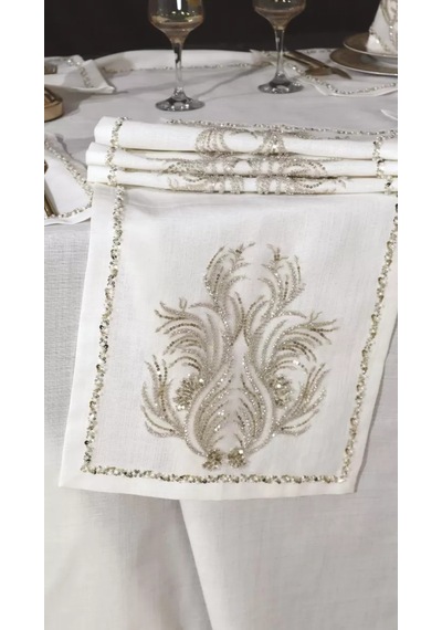 Sofra Takımı Valeron Gardenya Keten Yemek Takımı 160x260 Masa Seti 26 Parça Pullu Boncuklu Krem Sofra Takımı Valeron Gardenya Keten Yemek Takımı 160x260 Masa Seti 26 Parça Pullu Boncuklu Krem