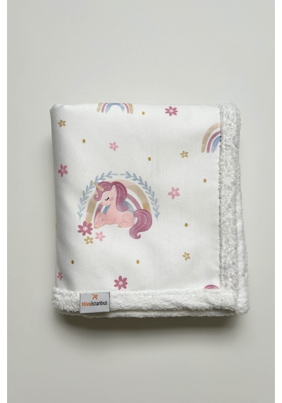 Fluffy Bebek Battaniyesi 70x100 Cm Unıcorn Desen Pembe