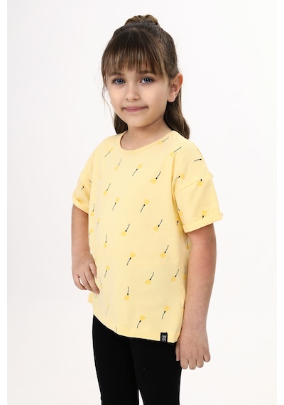 Toontoy Kids Toontoy Kız Çocuk Baskılı Tişört Açık Sarı
