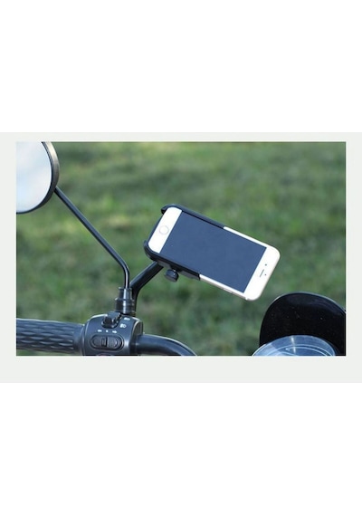 Metal Ayna Ve Gidon Bağlantılı Metal Motorsiklet Telefon Tutucu