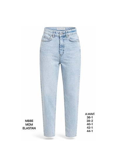 Miss Poem Kadın Açık Mavi Yüksek Bel Mom Fit Jean Pantolon A.mavi