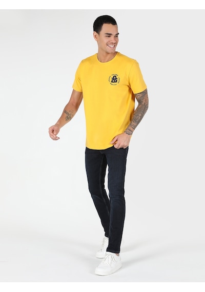 Colin'S Regular Fit Bisiklet Yaka Baskılı Sarı Erkek Kısa Kol Tişört Cl1061801_Q1.V1_Yls