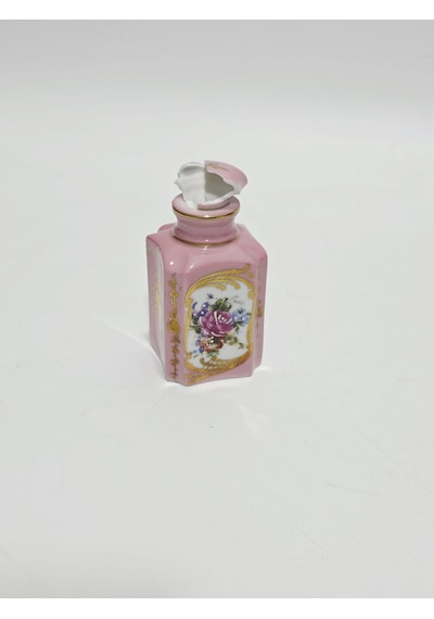 Couleuvre Limoges Çiçek Desenli Porselen Parfüm Şişesi 10x5x5cm Hasarlı