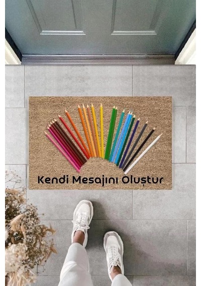 Dijital Baskı Kişiye Özel İç Kapı Dekorasyon Paspas Ps11235 Renkli