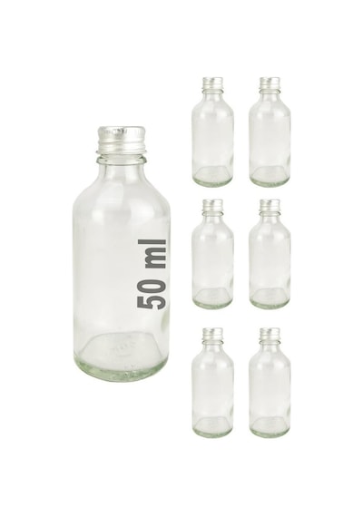 Digithome 6 Lı 50 Ml Gümüş Metal Kapaklı Cam Zencefil Shot Şişesi Söz Nişan Hediyelik Kolonya Şişesi