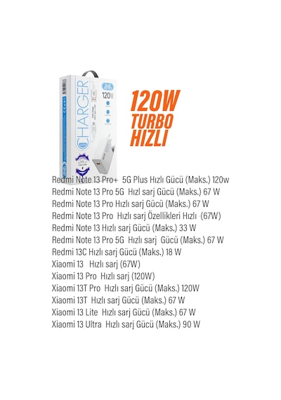 Diğer - Xiaomi Redmi Note 14 - Note 14 Pro Uyumlu Turbo Hızlı Şarj Aleti 67w - 120w