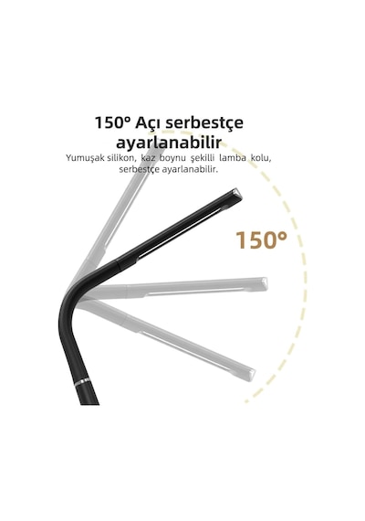 Taşınabilir Ticaret Led Masa Lambası, Rgb Aydınlatma, Akıllı Va Ekran, Dokunmatik Ayar, Göz Koruma Özellikli, 1200mah Şarjlı Pil, 3 Renk Seçeneği İle Çalışma Lambası S2311 Siyah Diğer