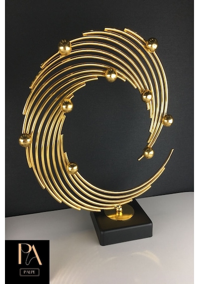 Gold 2'li Ofis Metal Aksesuar Biblo Ev Salon Dekorasyon Obje