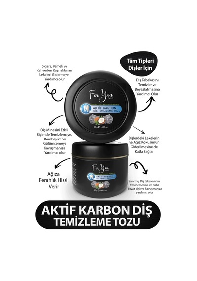 Aktif Karbon Diş Temizleme Tozu 50 Gr Extra Beyazlatıcı Diş Tozu + Nane