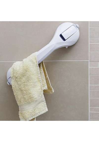 Seyahat İçin Banyo Vantuzlu Tutunma Barı Beyaz