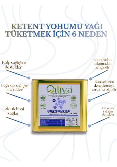 2 Litre Soğuk Sıkım Keten Tohumu Yağı %100 Doğal, Katkısız, Omega-3 Kaynağı 2 L