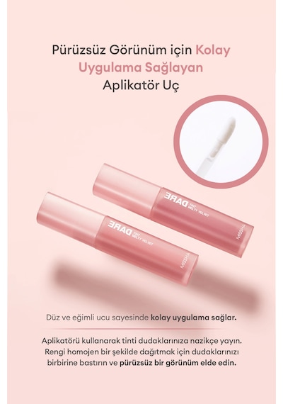 Uzun Süre Kalıcı, Bulaşma Yapmayan, Kadifemsi Bitiş Sunan Tint Dare Tint Melty Velvet Roselicious 0 05313365