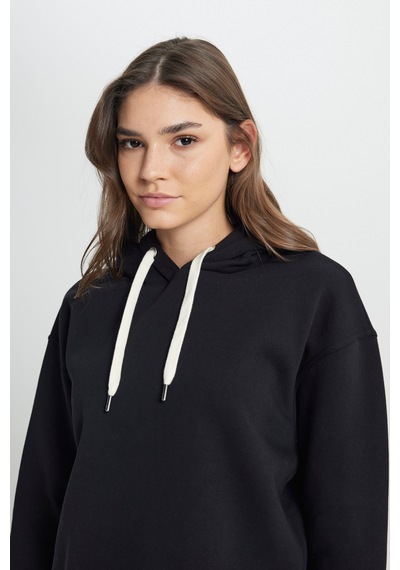 Regular Fit Normal Kesim Kapüşonlu İçi Polarlı Siyah Sweatshirt W242761001 Siyah