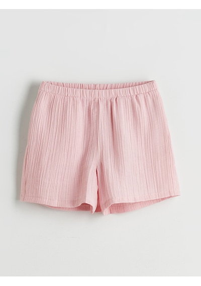 Lcw Dream Pembe Gömlek Yaka Müslin Kadın Şortlu Pijama Takımı
