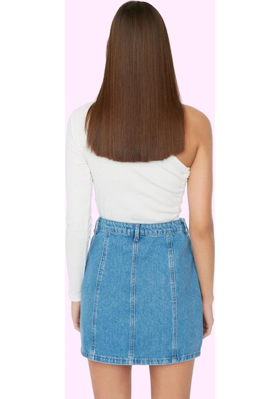 Ersefa Kadın Care Koleksiyonu Pamuk Mini Denim Etek Günlük Ve Yaz Şıklığ Mavi