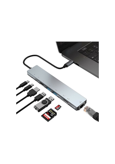Ethernet Usb Type-C Hub Hdmı Girişili Apple Uyumlu MacBook Air Pro Çevirici