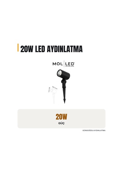Molled Plato Serisi 20w Siyah Kazıklı Led Çim Armatürü Yeşil - Mol9052-4
