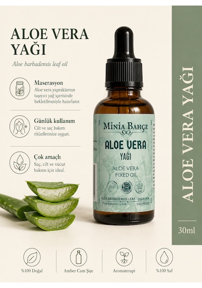 Minia Bahçe Aloe Vera Yağı Soğuk Sıkım Sabit Yağ 30 ML