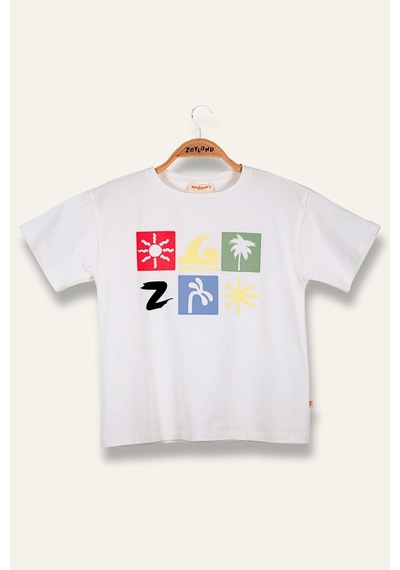 Zeyland Erkek Çoçuk Future Baskılı T-shirt - Ekru Ekru
