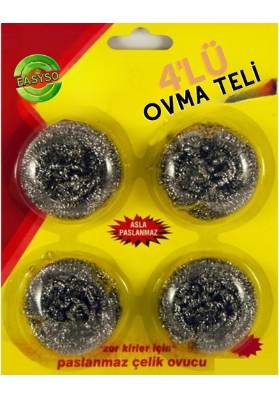 4'lü Ekonomik Paket Toptel Bulaşık Ovma Teli Yağ Kir Leke Tutmaz Kolay Temizlenir Eco Pack