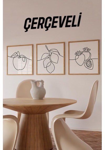 Ahşap Çerçeveli Mdf Kare Tablo Seti Mutfak Için 32 X 32 Çerçeveli Kr4049