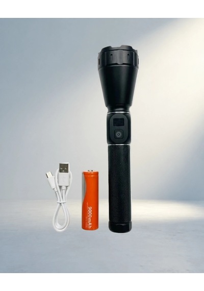Acil Durum İçin Şarjlı Led El Feneri 6000 Lümen Açık Ahşap