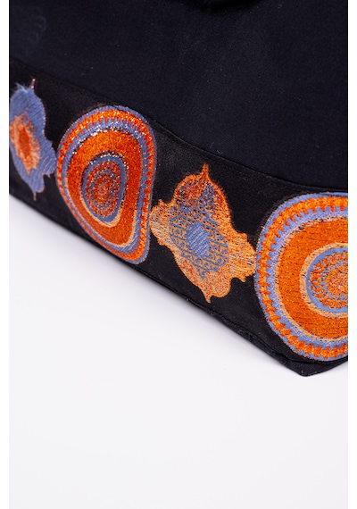 Fabric Craft Bag El Çantası Duck Kumaş Etnik Bordürlü Lacivert Lacivert - Mavi