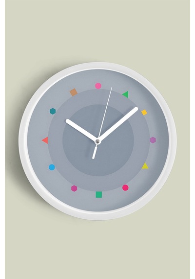 Soyut - Geometrik Temalı Modern Duvar Saati - 25cm - Önü Camlı Beyaz Kasa - Sessiz Mekanizma-jh0042 Beyaz