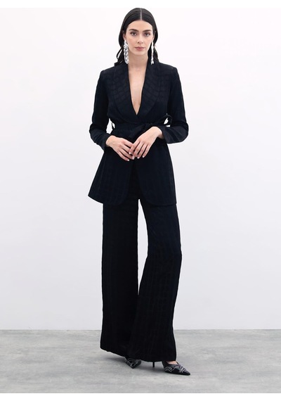 Sateen Bol Paça Pantolon - Siyah-135840 Siyah