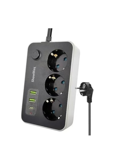 Showmax Serisi Sh-2646 Termal Akım Korumalı Priz 3 Priz + 2 Usb + 1 Type-c