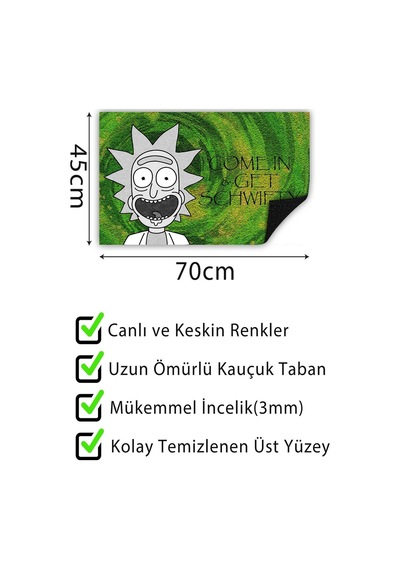 Dekoratif Kapı Önü Paspas, Dış Mekan/ev İçi/banyo/mutfak/yatak Odası/giriş Paspasları Rick And Morty Diğer