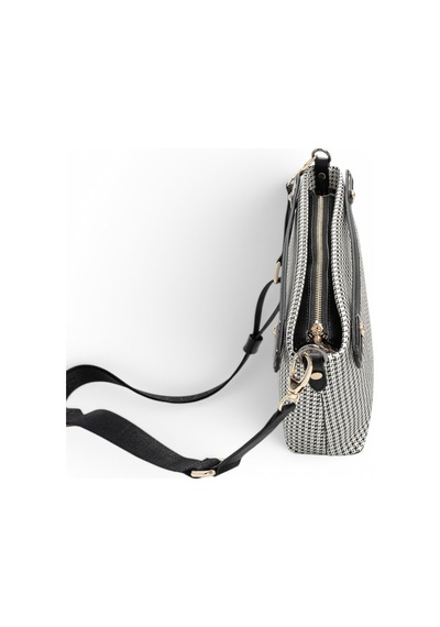 Silver & Polo Silver Polo Siyah - Siyah Kaz Ayağı Ekose Kadın Çapraz Çanta Sp1288