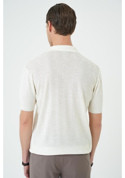 Efor Comfort Fit Polo Yaka Pamuklu Kısa Kol Casual Ekru Triko Tişört Tr 880 Ekru
