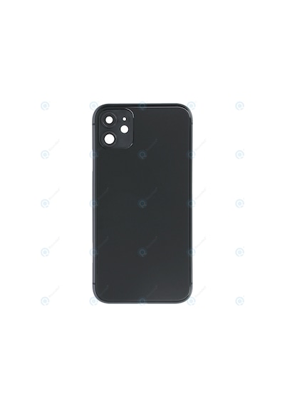 Apple Uyumlu iPhone 11 Logolu, Cam Arka Pil Kapağı - Lens Hariç Siyah