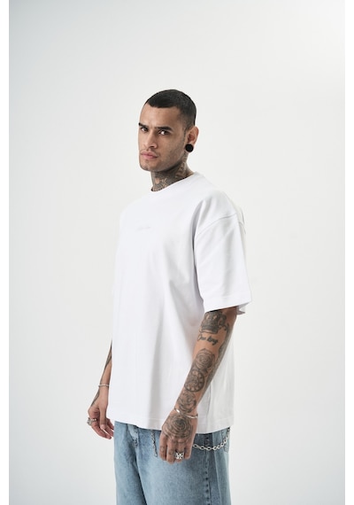 Respire Erkek Da Vinci Baskılı Oversize T-shirt Beyaz