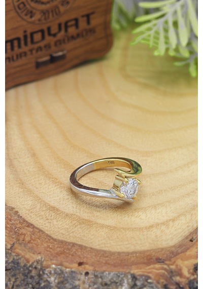 Midyat Nurtaş Gümüş Kristal Kesim Gold Kaplama 925 Ayar Gümüş Tektaş Yüzük 201022855 Midyat Nurtaş Gümüş Kristal Kesim Gold Kaplama 925 Ayar Gümüş Tektaş Yüzük 201022855