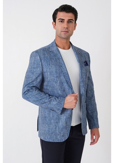 Slim Fit Torba Cepli Kırçıllı Dokuma Esnek Pamuklu İndigo Ceket C 748 Indıgo