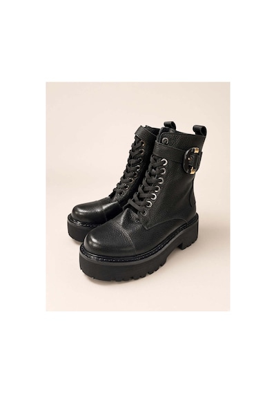 37brandshoes Siyah Hakiki Deri Platform Postal Siyah Siyah