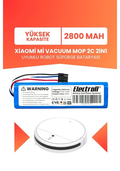 Xiaomi Mi Vacuum Mop 2c 2in1 Uyumlu Batarya Yüksek Kapasite 2800mah Robot Süpürge Pil Xmstjqr2c