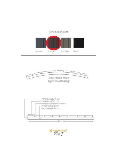 Akupanel Plus7 60 245 Cm Venge Akustik Duvar Paneli Kahverengi