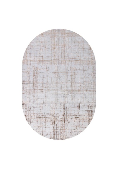 Parlak Saten Dokulu Poem Bambu Tuşe Modern Trend Oval Halı Pm07 Bej Vizon