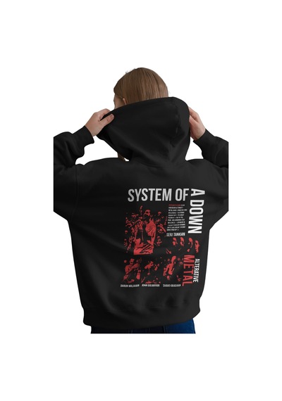 Sevbano System Of A Down Rock Metal Müzik Grubu Baskılı Unisex Oversize P Siyah
