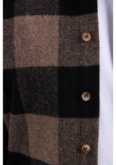 Tudors Erkek Slim Fit Dar Kesim Kareli Kışlık Oduncu Gömlek-42338 Siyah
