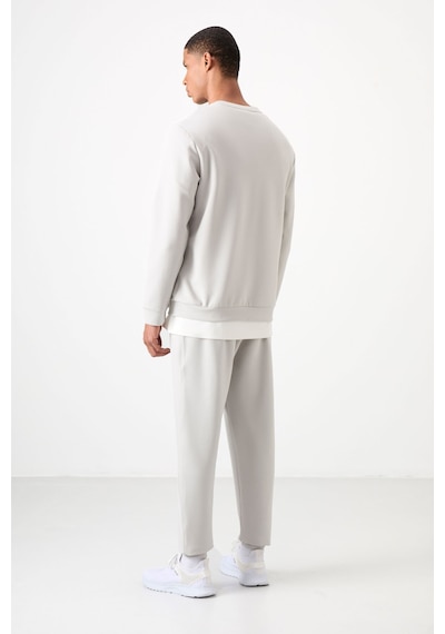 Tommy Life Taş Pamuklu Kalın Yumuşak Dokulu Comfort Fit Nakışlı Erkek Eşofman Takım - 85254 Taş Rengi Taş