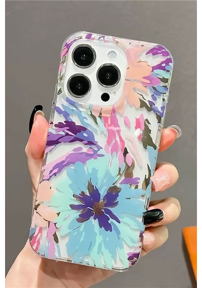 Apple iPhone Uyumlu 13 Kılıf Solmayan Imd Baskı Desenli, Şeffaf Tpu+pc Botanik Kapak