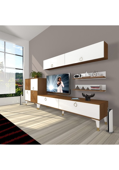 Decoraktiv Eko 6y Mdf Std Gold Tv Ünitesi Tv Sehpası Ceviz - Beyaz