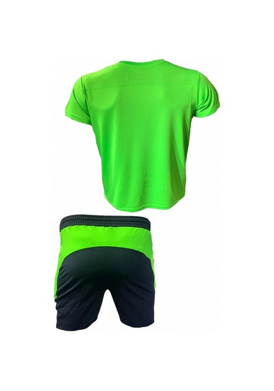Erkek Neon Yeşil Günlük Yürüyüş Fitness Spor Takımı Yeşil